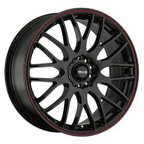 18x7.5 Maxxim 42B Maze Gloss Black W/Red Racing Stripe Wheel