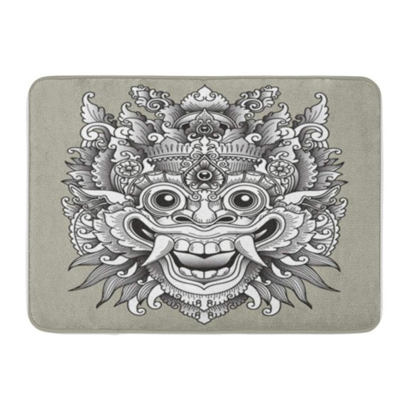 SIDONKU Indonesia Balinese Barong Traditional Mask Tattoo Bali Doormat Floor Rug Bath Mat 23.6x15.7 inch