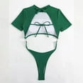 thumbnail image 4 of MDUKONU Women's Modest Full Coverage Swimsuit Tummy Control One Piece Green M, 4 of 5