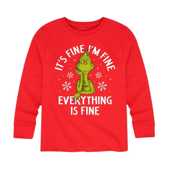 Dr. Seuss - Grinch It's Fine - Toddler And Youth Long Sleeve Graphic T-Shirt