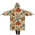 thumbnail image 2 of Oversized Wearable Blanket Hoodie,Colorful Mushroom Flower Light Pattern Sherpa Blanket Hoodie with Super Pockets,Super Warm Fuzzy Pullover for Women & Men, 2 of 6