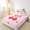 thumbnail image 4 of Homewish Ribbon Bow Tie Full Size Sheets,Red Sweet Cherry Bed Sheets,Pink Bowknot Sheet Sets For Girls Teens,Ultra Soft Home Decor,4pcs, 4 of 7