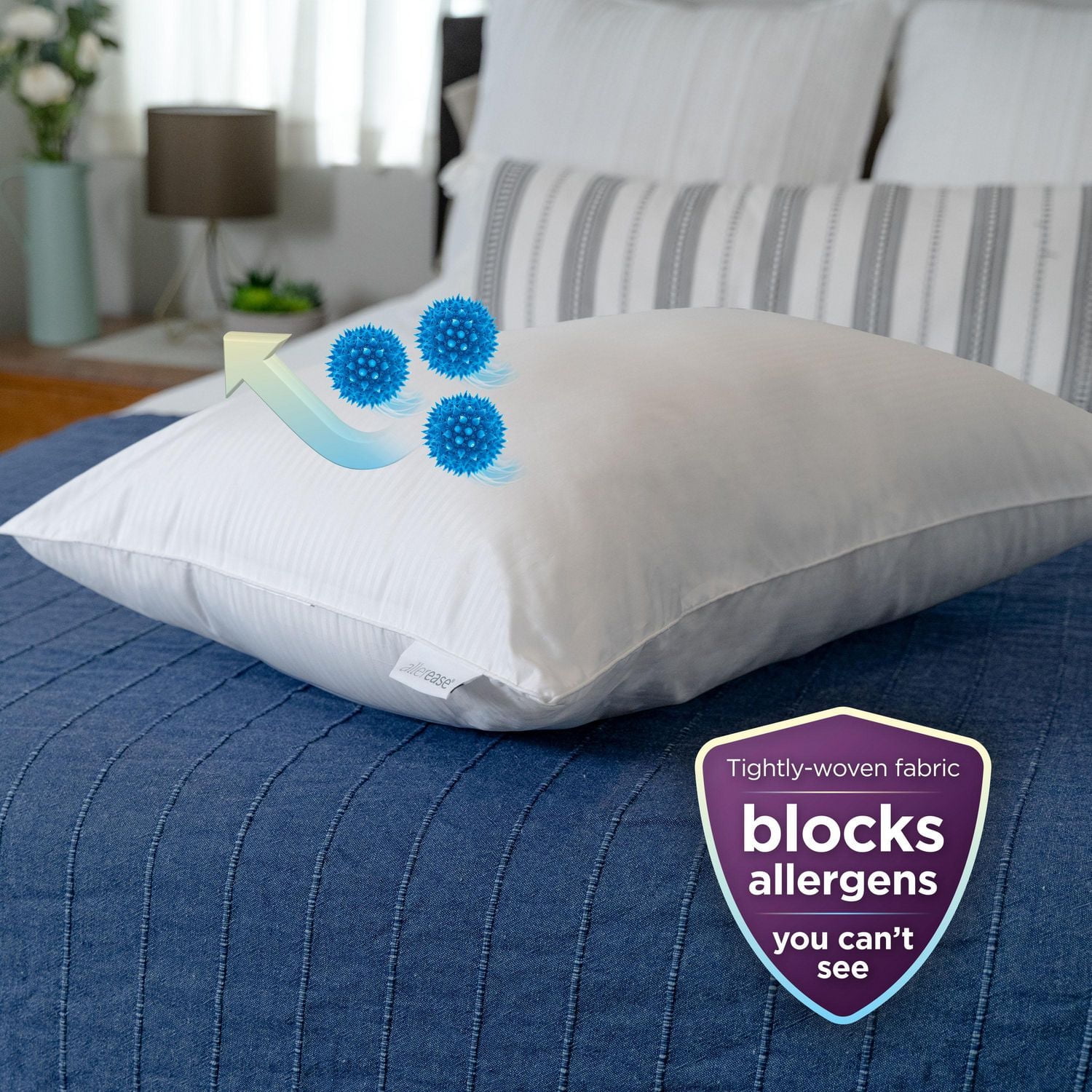 Allerease Total Allergy Defense Antimicrobial Bed Pillow, Standard/Queen