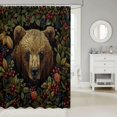 thumbnail image 2 of Manfei Farmhouse Bear Shower Curtain 72Wx78L, Rustic Garden Floral Bath Curtain, Dark Brown, 2 of 5