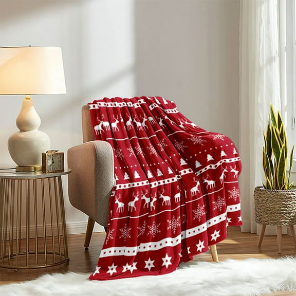 LACKUST Christmas Printed Blanket Clearance ,Sofa Christmas Blanket,39.4x27.6in Holiday Decor Blankets for Sofa Bed Picnic and Outdoor Festive Fun,Red