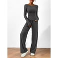 thumbnail image 4 of Women'S 2 Piece Lounge Sets Asymmetrical Long Sleeve T Shirt Wide Leg Pants Casual Outfits Tracksuit Dark Gray L, 4 of 8