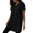thumbnail image 6 of Otntypg Oversized Tunic Shirts for Women Casual Summer Short Sleeve V Neck Plain Tees Shirt Tops Loose Fit Baggy Long Tshirt Blouse with Pockets Black XXL, 6 of 6