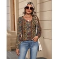 thumbnail image 6 of Zeagoo Womens Tops Long Sleeve Shirts V Neck Trendy Tee Pleated Tshirts Loose Tunic Work Clothes, 6 of 7