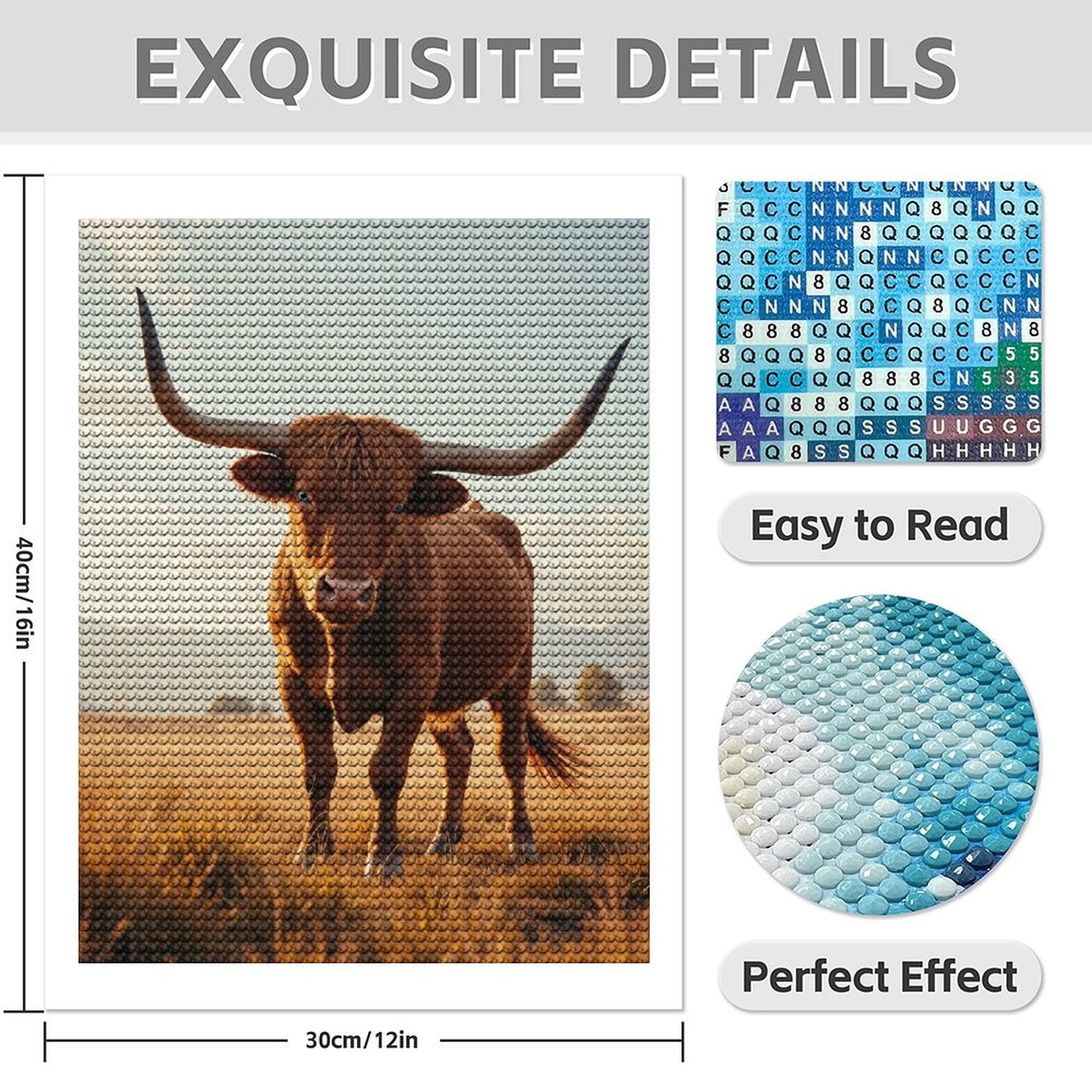 Diamond Art Kits for Adults - 5d Brown Bull In Sunlit Field Diamond Painting for Adults, Diamond Art for Adults Beginners, Diamond Painting Kits for Adults for Home Wall Decor