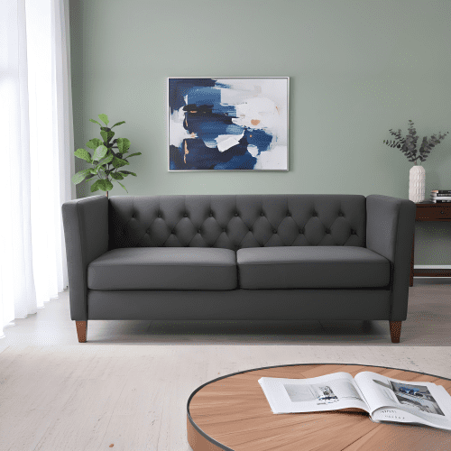73" Velvet Big Sofa, Soft Couch with Tufted Back, Furniture Couch for living room, Black