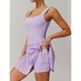 thumbnail image 4 of PISONIC Womens Tennis Golf Dress with Built-in Bra Shorts Backless Square Neck Pleated Hem Athletic Dresses with Pockets, 4 of 7