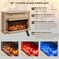 thumbnail image 6 of MIDOQIN 3-Sided Glass Electric Fireplace TV Stand for TVs up to 65'', 52'' Fireplace with Mantel, 36'' Tall Highboy Farmhouse Entertainment Center with Storage for Living Room, 6 of 7