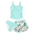 thumbnail image 5 of BOBOGOJP Girls Tankini Swimsuits 2 Piece Criss Cross Ruched Swimwear Printed Swim Shorts Girl Bathing Suit for 9-16 Years Mint Green for Size 15-16 Years, 5 of 5