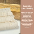 thumbnail image 4 of Zahari Home 3 Piece Laced Towel Set - Stylish Soft Plush Cotton Towels with Hand Towel & Washcloth - Highly Absorbent Towels for Bathroom, Gym, Hotel & Spa (Macramee Beige), 4 of 5