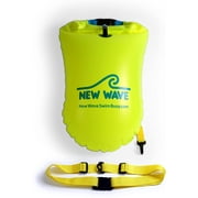 New Wave Swim Buoy for Open Water Swimmers and Triathletes - Light and Visible Float for Safe Training and Racing - Fluo Green 20 Liter PVC