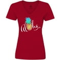 thumbnail image 3 of Inktastic Aloha- in cursive with pineapple rainbow colors Women's V-Neck T-Shirt, 3 of 5