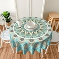 thumbnail image 3 of Mandala Green Waterproof Picnic Patio Party Round Table Cloth Cover Decorations Fabric 60 Inch Circular Tablecloth for 20-47 Inch Home Dining Room Kitchen Decor, 3 of 6