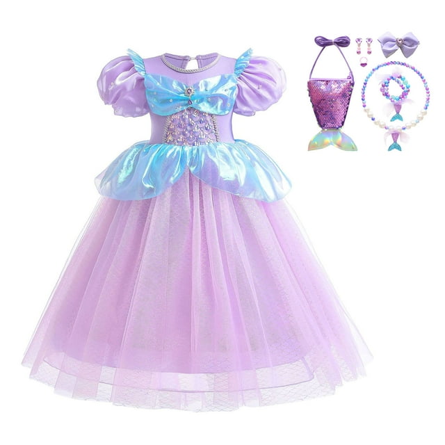 Girls Mermaid Princess Mesh Dress with Pearl Sequins - Perfect for Weddings, Birthdays, and Formal Events - Breathable and Comfortable Design - Available in Various Sizes