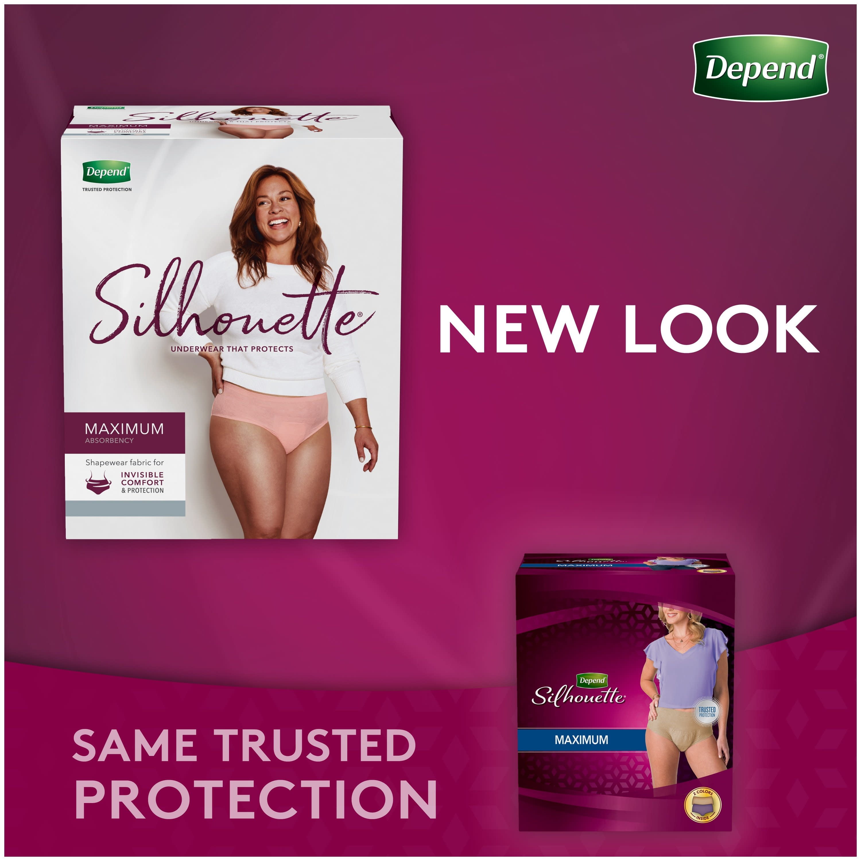 Depend Silhouette Women's Maximum Postpartum Incontinence Underwear, L/XL,  Pink, 52 Count 
