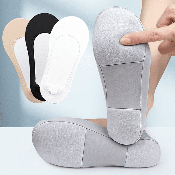 2 Pairs Women Boat Sock Plantar Fasciitis Shoes Insole Socks Insoles for Feet Shock Absorbing Shoe Sole Invisible Non Slip Shoe Pads NEW