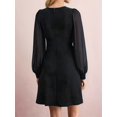 thumbnail image 4 of Women'S Spring Round Neck Button Detail Slim Fit Long Sleeve Solid Color Dress Midi, 4 of 8