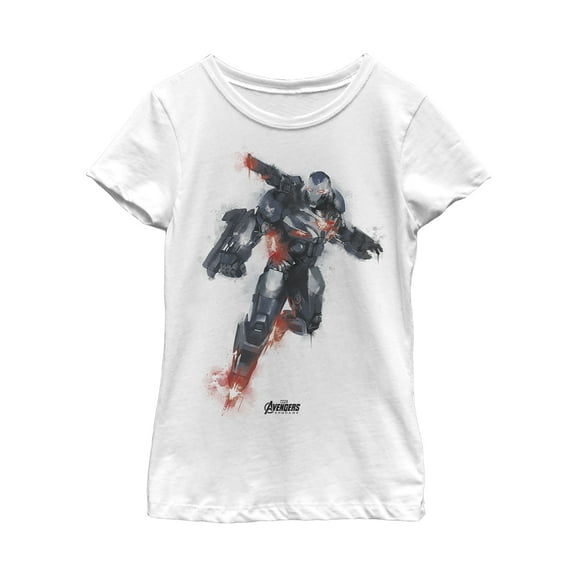 Girl's Marvel Avengers: Endgame War Machine Spray Paint  Graphic Tee White X Small