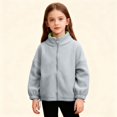thumbnail image 2 of Loopsun Kids Fleece Jackets, Kids Boys Girls Casual Solid Long Sleeve Fleece Open Front Outerwear Zip Jacket Gray, 5-6 Years, 2 of 5