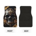 thumbnail image 2 of Honeii Gold Pattern Black Skull Print Car Foot Mat Four-Piece Set - Front & Rear Universal Car Floor Mats for SUVs, Trucks, Sedans, 2 of 7