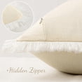 thumbnail image 4 of Wehilion 2pcs Linen Throw Pillow Covers Decorative Square Pillow Covers Farmhouse Style Boho Cushion Covers Natural Beige Pillow Covers with Fringe for Living Room, 4 of 12