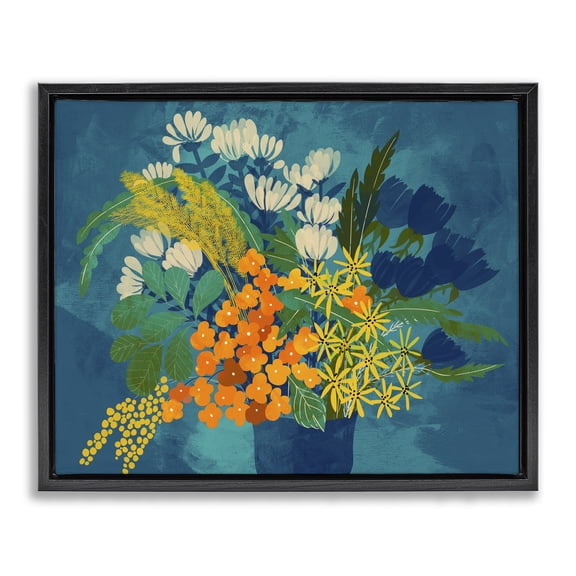 Stupell Industries Mid-Century Mixed Vase Florals Black Floating Frame Canvas Art, 21 x 17, by Pragya Kothari