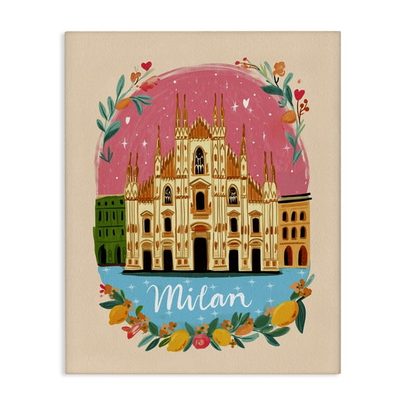 Stupell Industries Shabby Chic Floral Bordered Milan Canvas Art, 16 x 20, by Yen