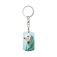 thumbnail image 2 of Uemuo Dog Wrapped in Towel Pattern Rectangular Metal Keychain - Durable, Stylish, and Personalized Key Ring for Men and Women,Engraved Keychain,Gift Slim Sturdy Keychain, 2 of 7