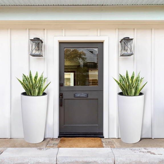 BouPower 30" Tall Planters Set of 2,Large Outdoor Planter Pots with Drainage Holes,Flower Pots With Water Level Monitor,Modern Garden Planters for Porch,Patio,Backyard,Home Garden