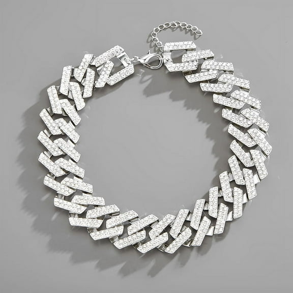 European and American hip-hop 30mm oversized Cuban chain thick chain trendy retro full diamond men's necklace