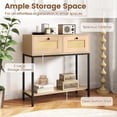 thumbnail image 6 of Costway Rattan Console Table with 2 Rattan Drawers & Open Storage Shelf Metal Legs Oak, 6 of 10