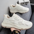 thumbnail image 5 of Men's White Chunky Dad Sneakers Breathable Mesh Platform Athletic Shoes Non-slip Comfortable Walking Shoes for Daily Wear, 5 of 5