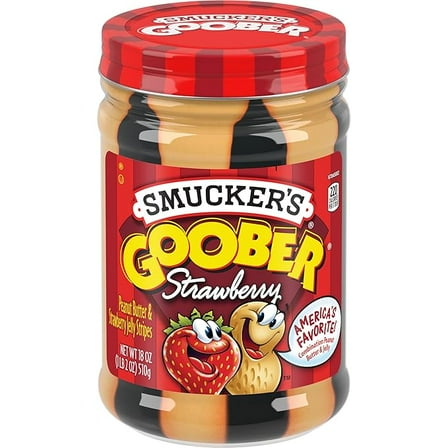 Pack of 1 Smucker's Goober Peanut Butter and Strawberry Jelly Stripes, 18 Ounces