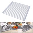thumbnail image 3 of Estante de secado de platos multifuncional sobre el fregadero Escurridor de platos de cocina multiusos Estante de accesorios de cocina Organizador de Los 445x43cm Macarena Cesta del fregadero de cocina, 3 of 8