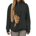 thumbnail image 4 of Shadoumai Cat Pouch Hoodie for Women Half Zip Kangaroo Pocket Dog Pouch Sweatshirts Pet Carrier Pullover Animal Holder Long Sleeve Tops, 4 of 9
