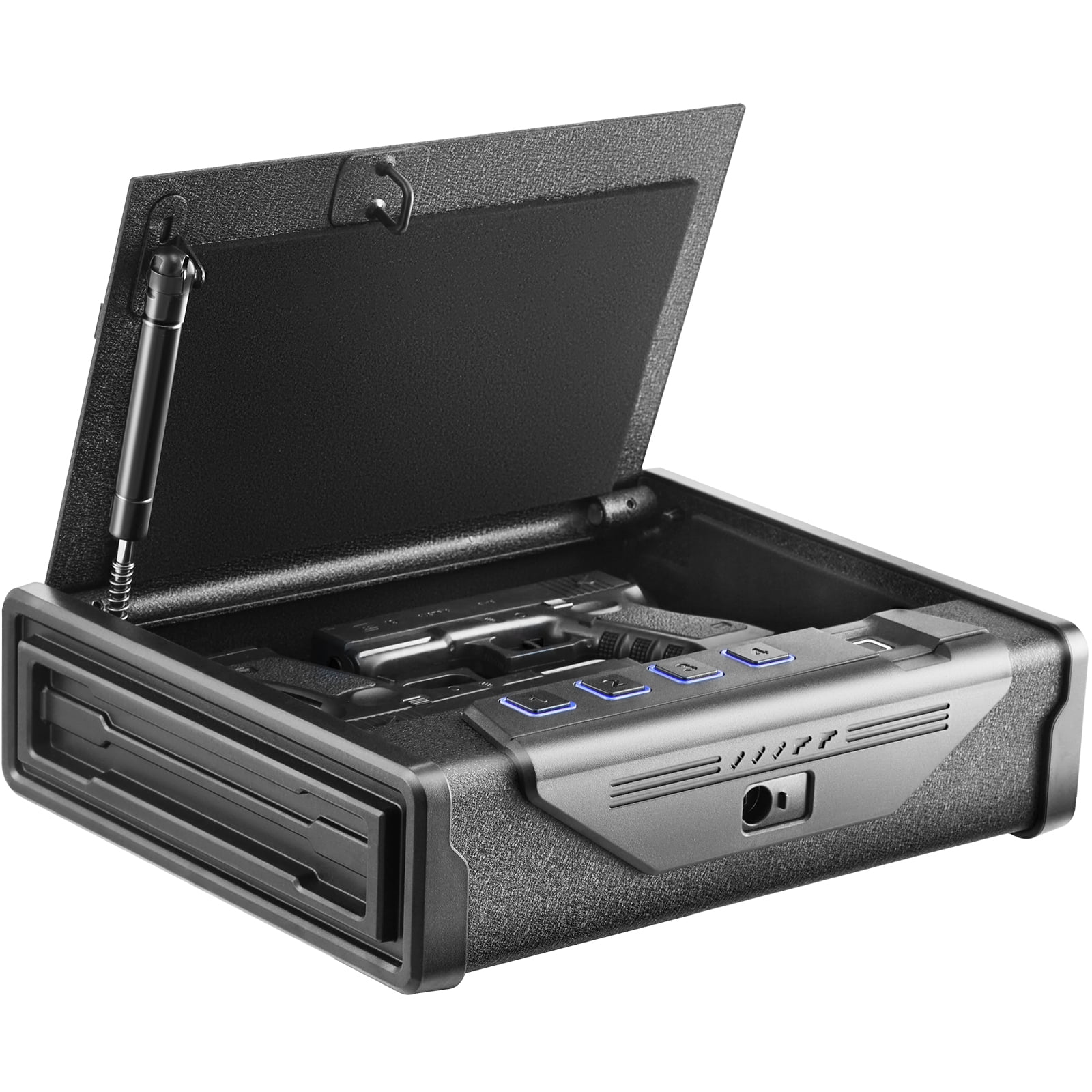 VEVOR Pistols Safe, Biometric Pistol Safe with Three Quick Access Ways of Fingerprints, Passwords and Keys, Handgun Safe for 2 Pistols for Home, Bedside, Nightstand, Car