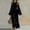 Black, variant on Women's Crew Neck Bell Sleeve Maxi Dress, Solid Loose Straight Mid Waist Floor-Length Casual Vacation Dress Khaki XL(XL)