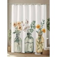 thumbnail image 4 of Floral Shower Curtain, Eucalyptus Leaf Daisy Bottle Bathroom Decor Curtains Set with Hooks, Gold Sage Green Waterproof Fabric Home Accessories， Stall 36 X 72 Inch, 4 of 6
