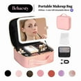 thumbnail image 2 of Behaesty Portable Makeup Bag with 3-Color LED Detachable Mirror 2000mAh USB Rechargeable Waterproof PU Leather Organizer Compact Travel Cosmetic Pouch Vanity Purse, 2 of 10