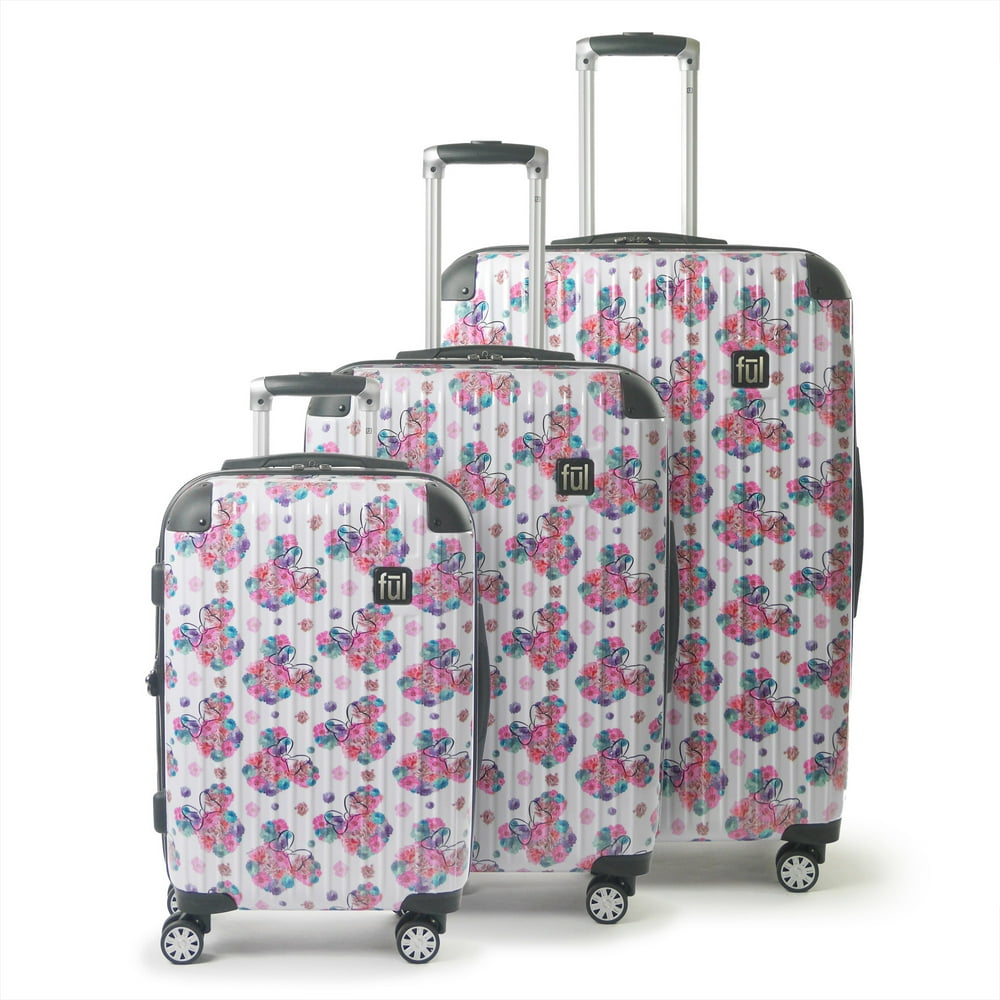 ful FUL Disney Minnie Mouse Floral Hardsided Rolling Luggage 3 Piece