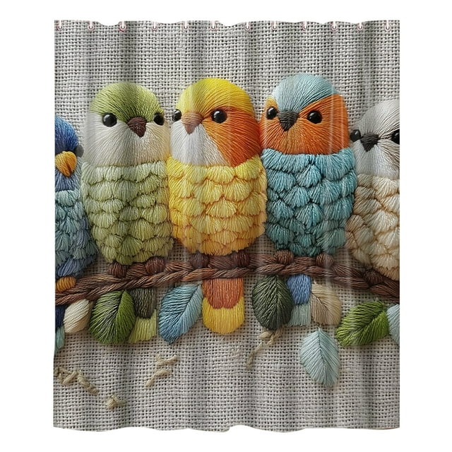 Fasiaou Waterproof Faux Embroidery Printed Shower Curtain with Mold-Proof Design for Bathroom Decor and Protection,N