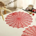 thumbnail image 5 of Summercome Halloween Spider Web Placemats, Round Double-Sided Hollow Cobweb Heat Insulation Place Mats Gothic Halloween Table Placemats Party Kitchen Dining Centerpiece Table Decorations 15", Red, 5 of 6