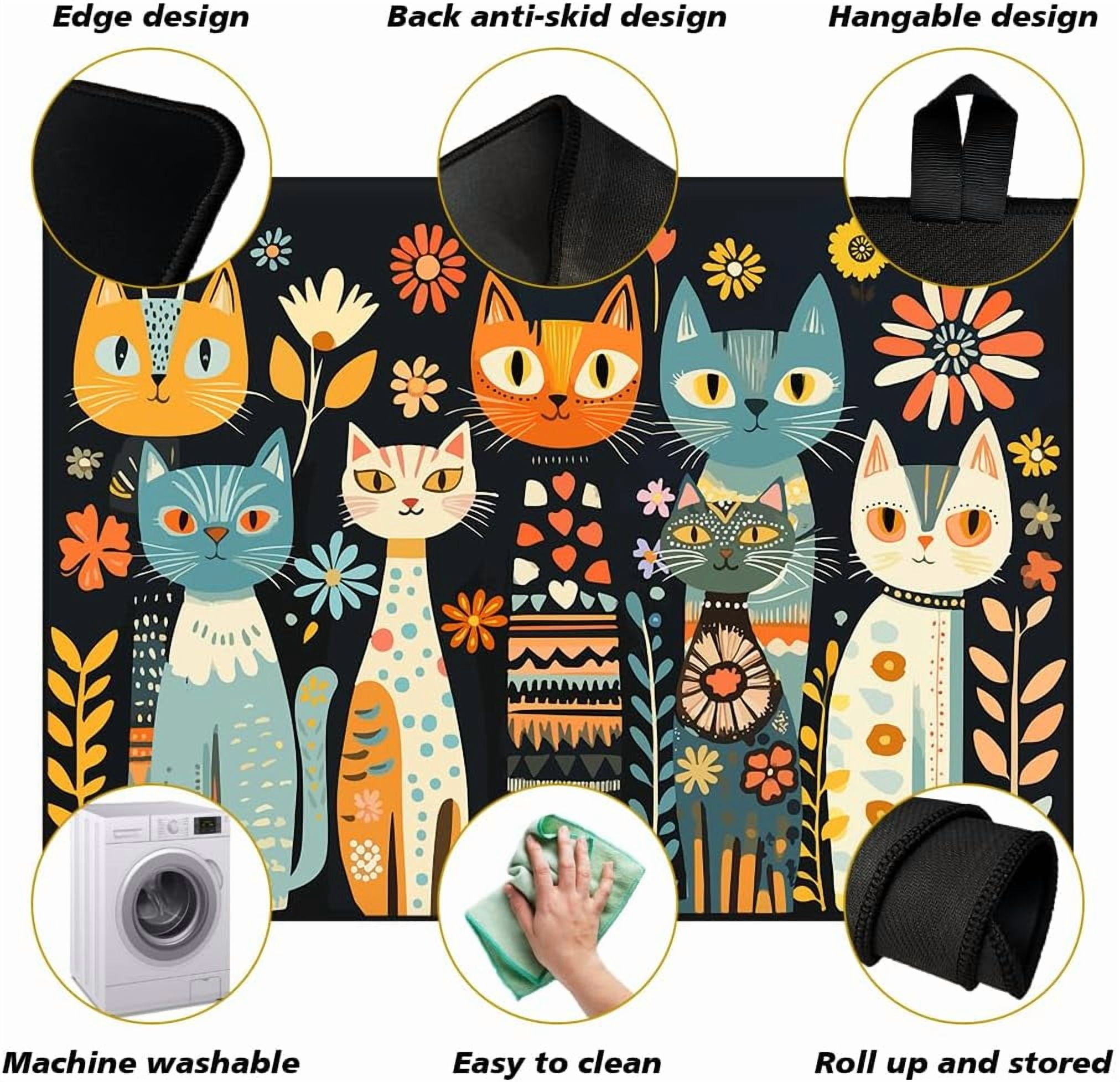 1set Electric Stove Cover 20.47x28.35" Stove Top Cover for Electric Stove Foldable Glass Cooktop Protector Non-Slip Top Protector Mat for Electric Stove Washer and Dryer (Cute Cat) Colorful