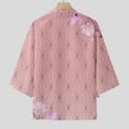 thumbnail image 6 of eileial Men's Kimono Cardigan Jackets Casual Long Sleeve Open Front Coat Lightweight Yukata Outwear,Hot Pink L, 6 of 6