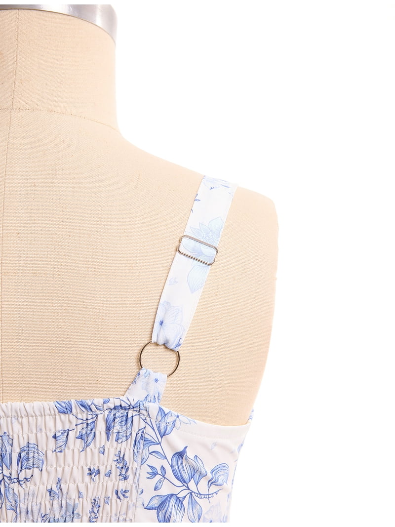 middle school dance dresses Ibtom Castle Tween Girls Midi Corset Dress for Party Summer Vacation Sundresses Holiday Junior 15-16 Years Blue Floral line Mini Cami Dress Corset Dress Boho Dress Girls' School Dance Dresses in