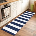 thumbnail image 3 of Navy Blue Striped Large Area Rugs for Bedroom Living Room, Soft Non Slip Carpet Bedside Rug, Modern Farmhouse Blue White Stripes Rectangular Floor Cover Kitchen Accent Rug 2'x6' for Office, 3 of 9
